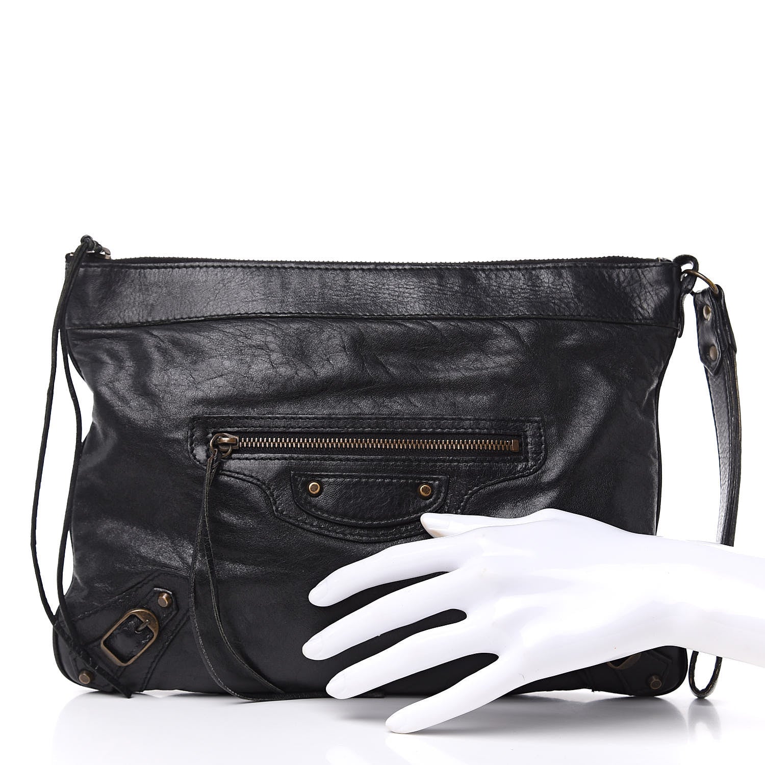 Balenciaga Agneau Classic Hardware Flat Handle Clutch Black 2 of 16