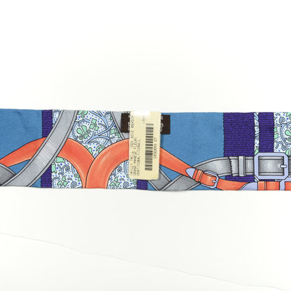 Hermes Silk Grand Manege Fleuri Twilly Vert Cobalt Corail 2 of 5