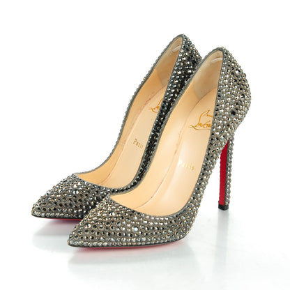 Christian Louboutin Suede Burma Ring Strass Pigalle 120 Pumps 37 Hematite Silver 3 of 7