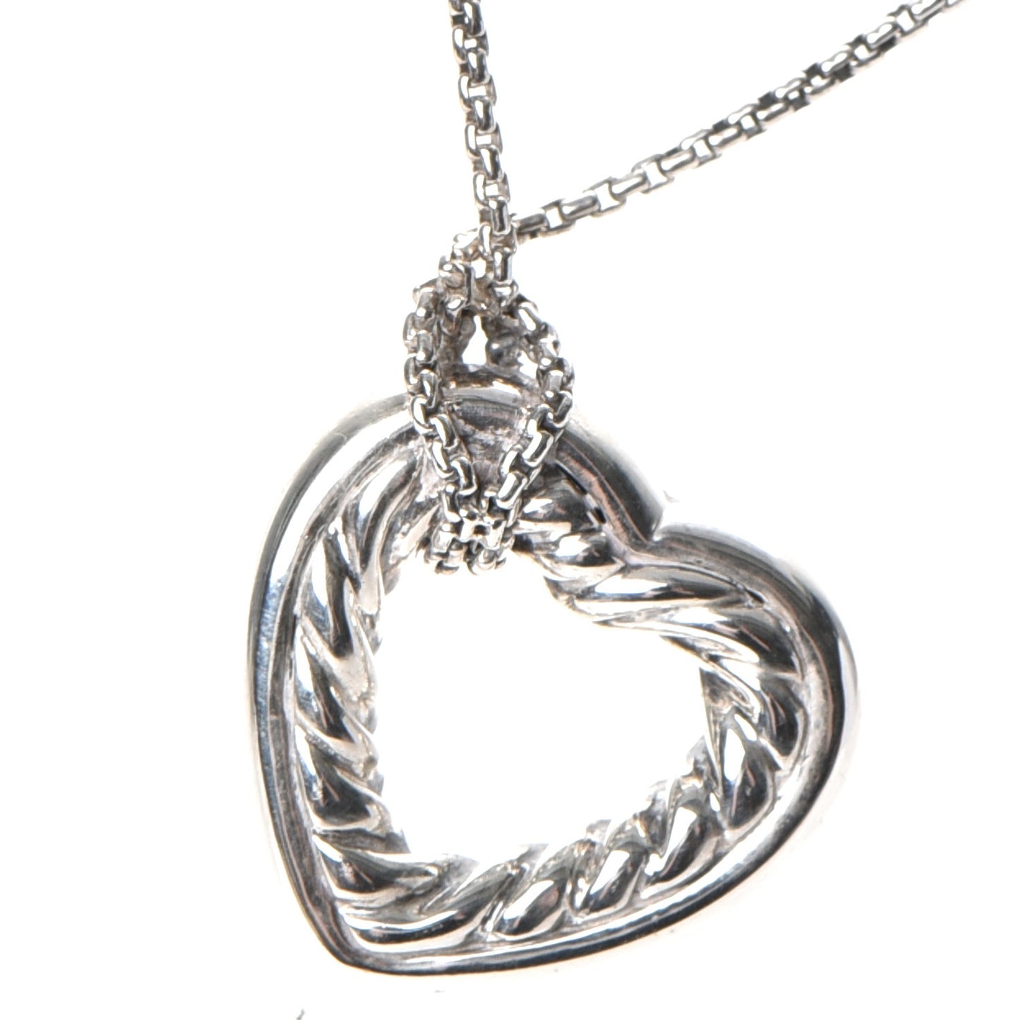 Sterling Silver Diamond Open Heart Cable Necklace