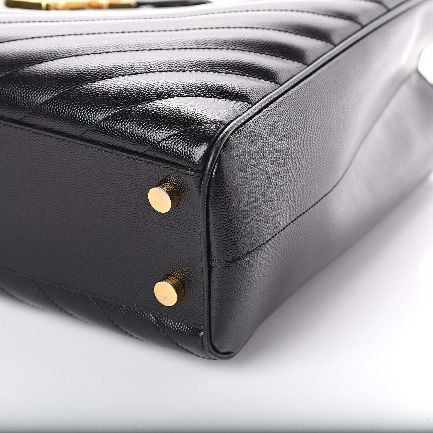 Grain De Poudre Matelasse Chevron Monogram Shopping Bag Black