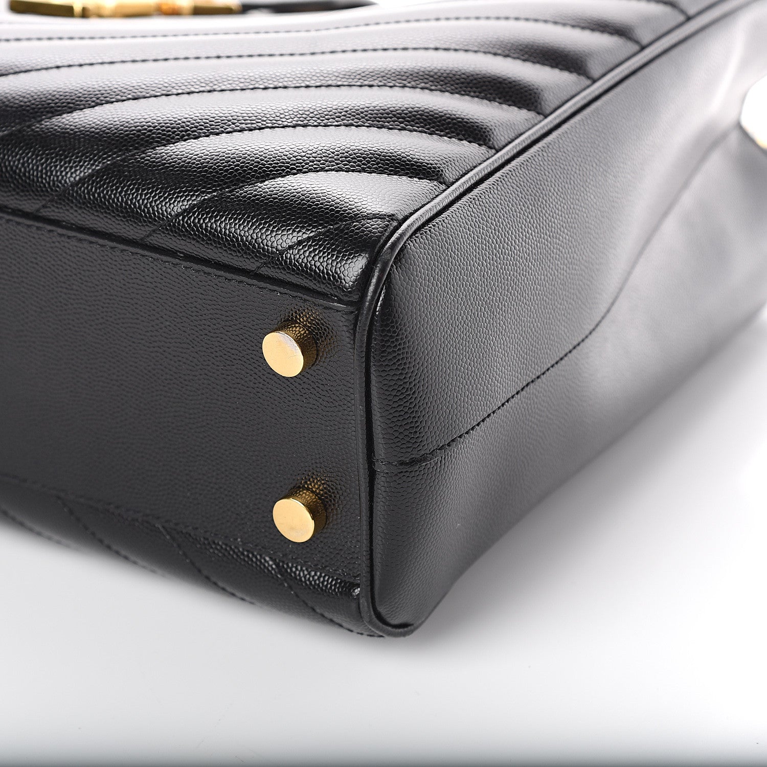 Saint Laurent Grain De Poudre Matelasse Chevron Monogram Shopping Bag Black 8 of 8