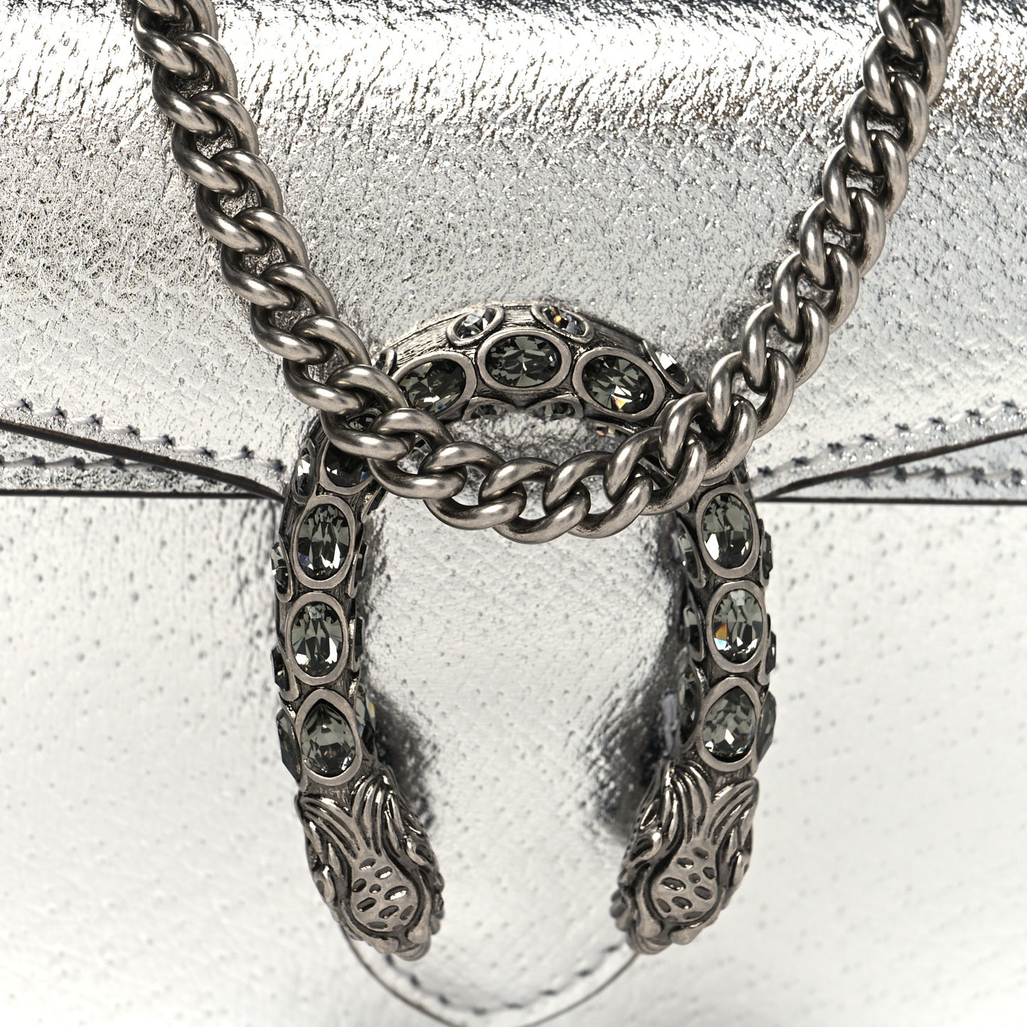 Metallic Calfskin Super Mini Dionysus Shoulder Bag Silver