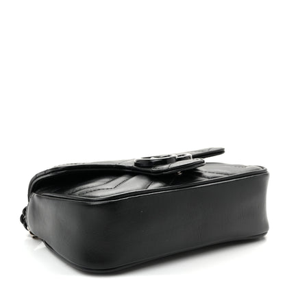 Gucci Calfskin Matelasse Monochrome GG Marmont Chain Belt Bag Black 4 of 10