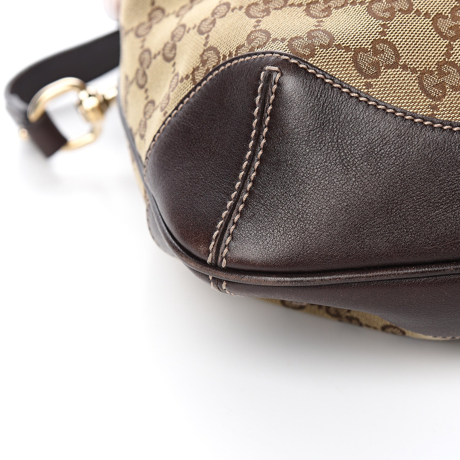 Gucci Monogram Medium Peggy Bamboo Top Handle Bag Dark Brown 7 of 9