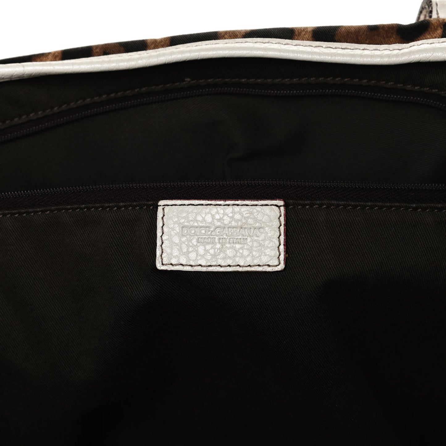Canvas Leopard Print Medium Tote White