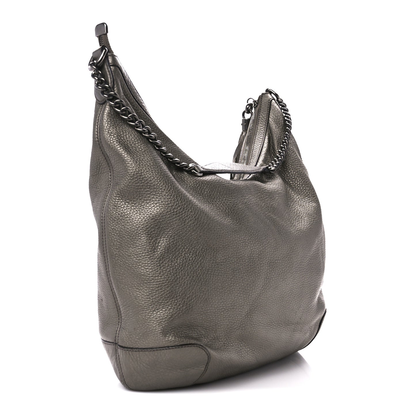 Metallic Pebbled Calfskin Medium Soho Chain Hobo Sasso