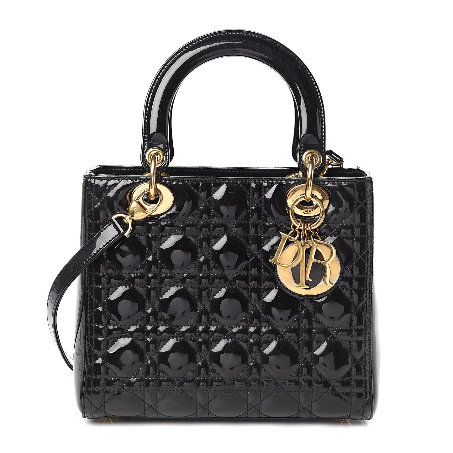 Patent Cannage Medium Lady Dior Black