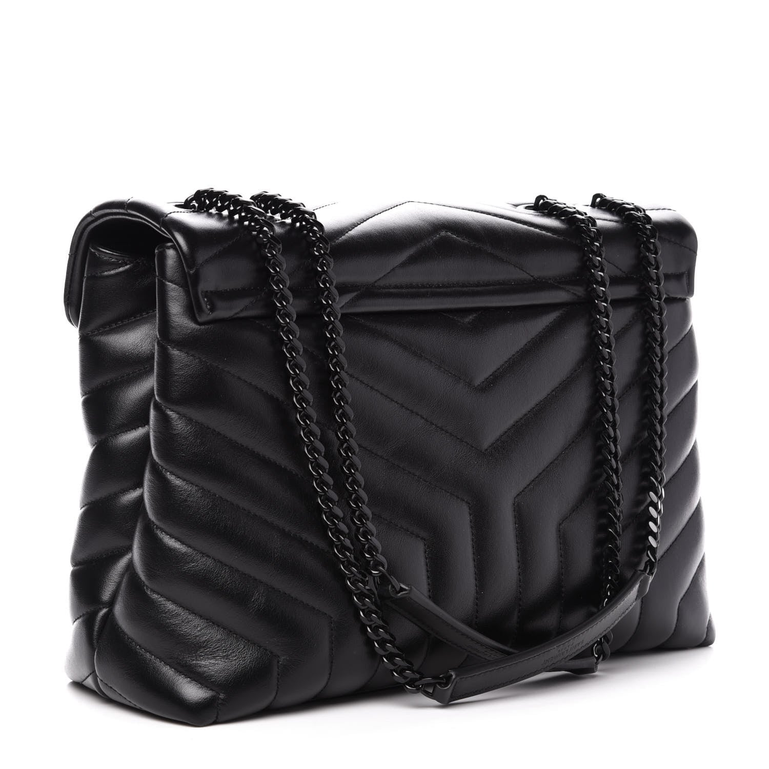 Saint Laurent Calfskin Y Quilted Monogram Medium Loulou Chain Satchel Black 3 of 12