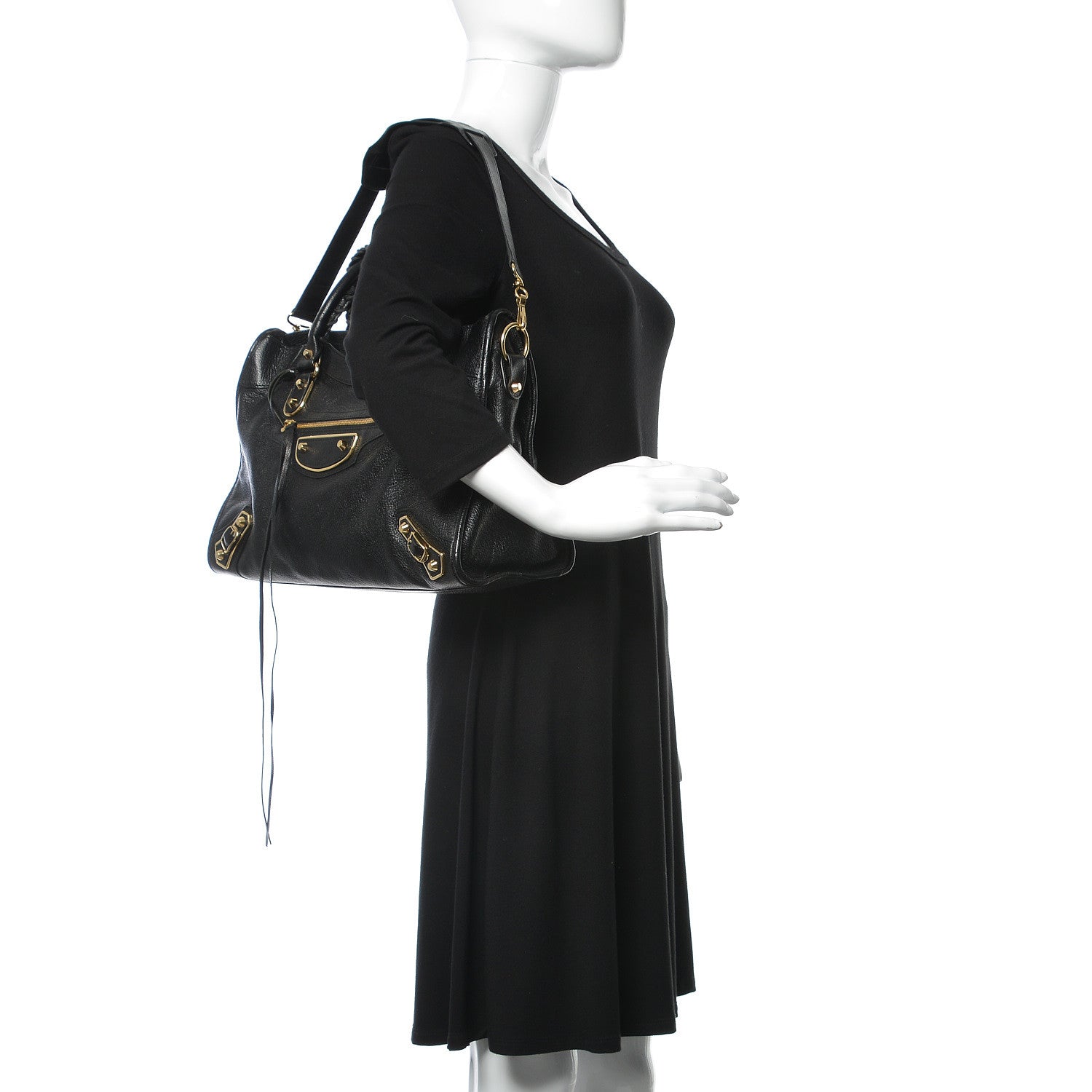 Balenciaga Chevre Gold Metallic Edge Hardware City Black 2 of 10