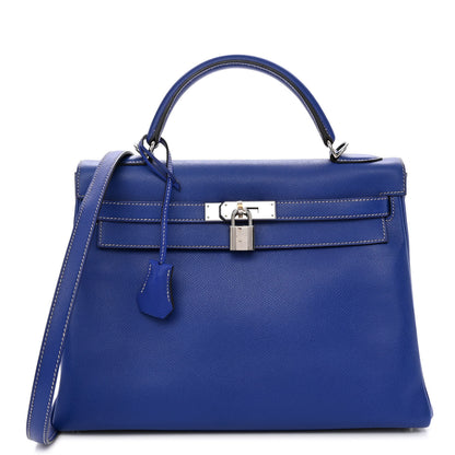 Hermes Epsom Candy Kelly Retourne 32 Bleu Electrique Mykonos 1 of 13
