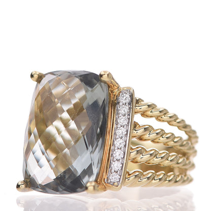 David Yurman 18K Yellow Gold Diamond Prasiolite 16mm Wheaton Ring 52 6 5 of 11
