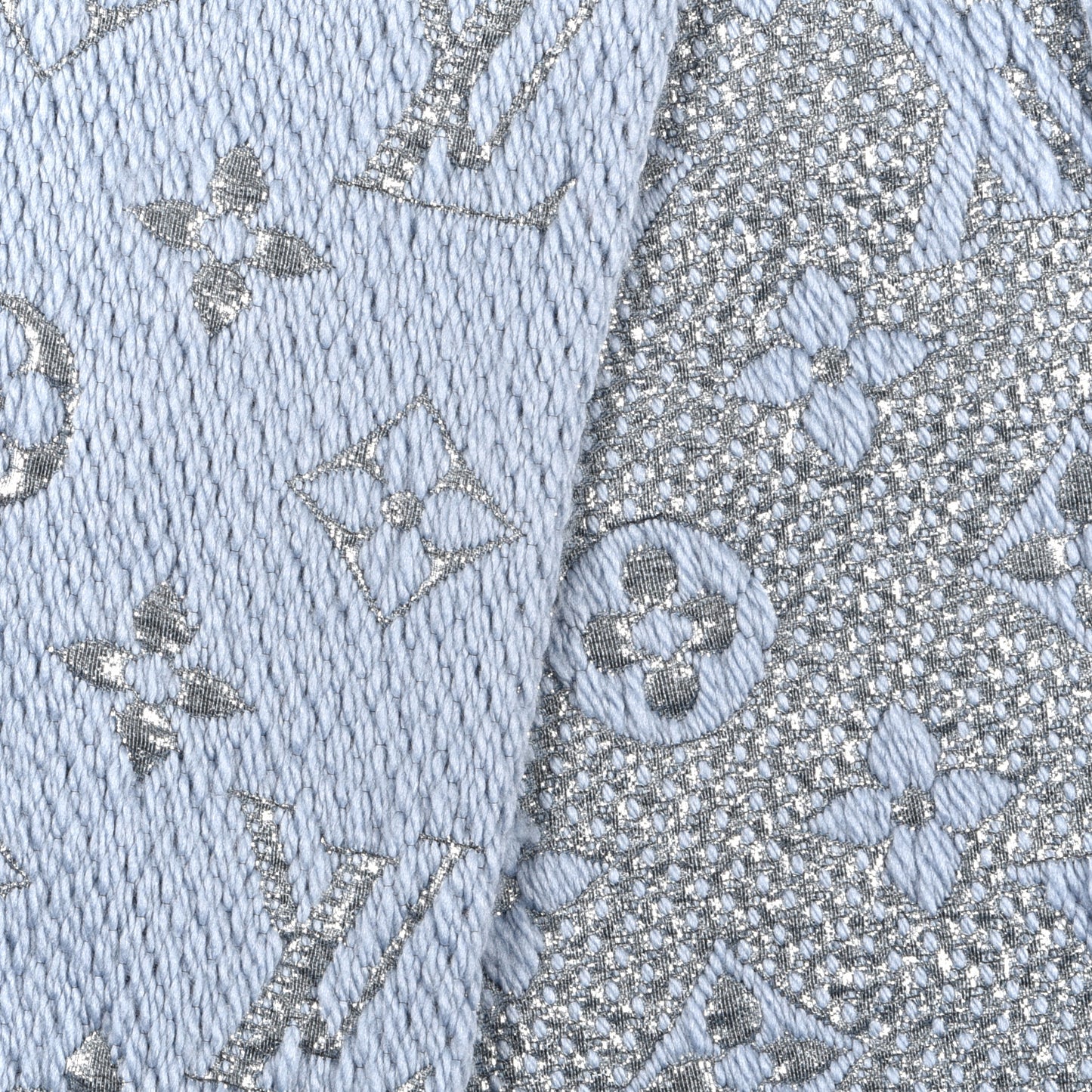 Wool Silk Logomania Shine Scarf Blue