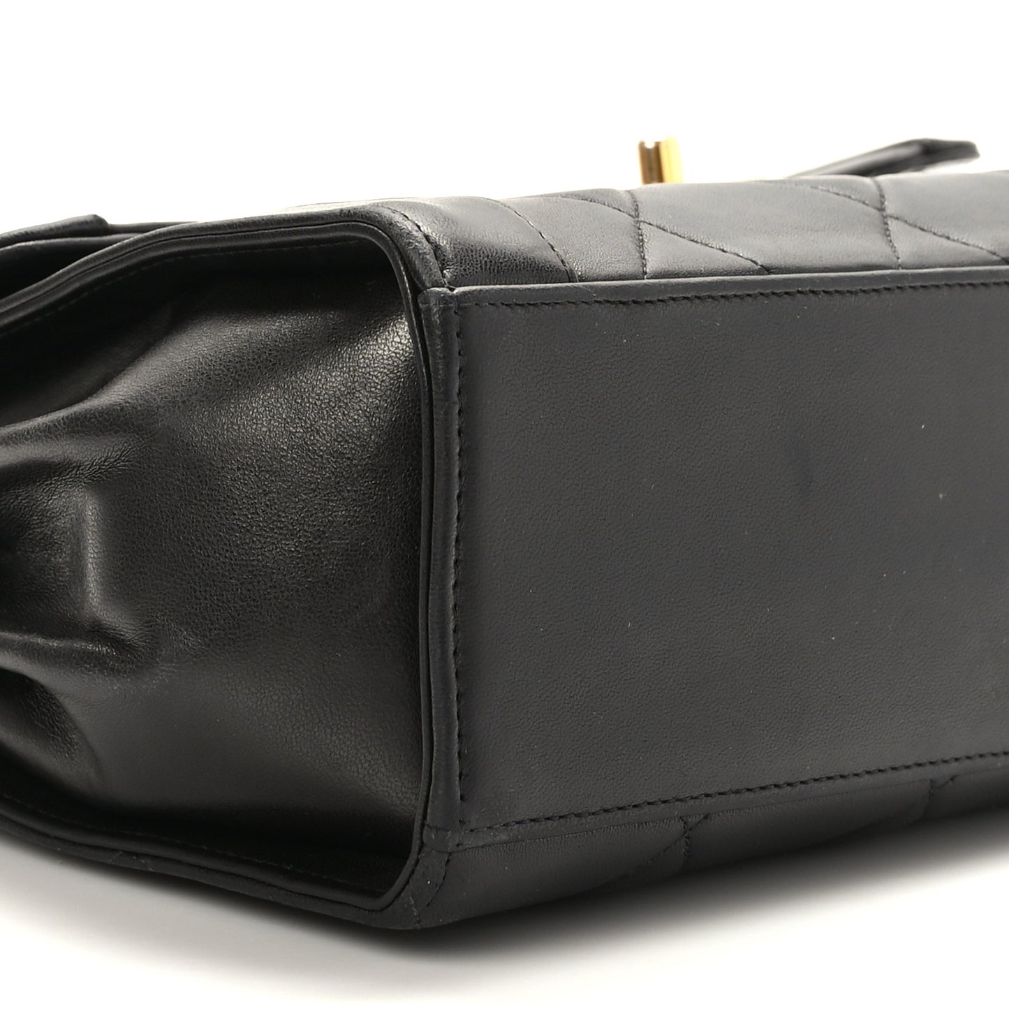 Lambskin Quilted Mini Square Shoulder Flap Bag Black