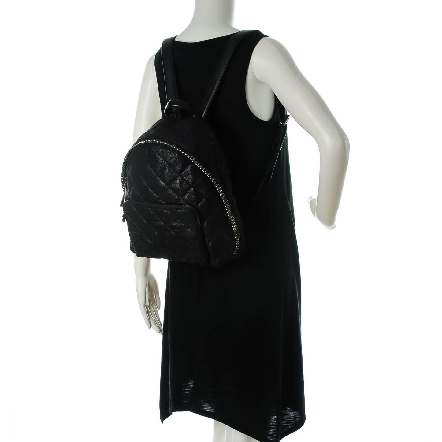 Shaggy Deer Quilted Mini Falabella Backpack Black