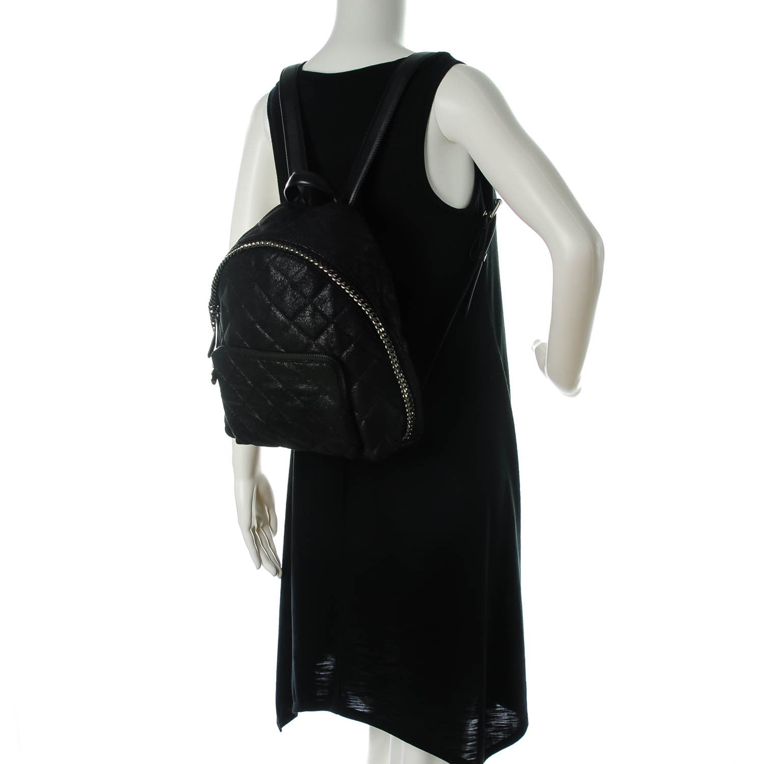 Stella McCartney Shaggy Deer Quilted Mini Falabella Backpack Black 2 of 9