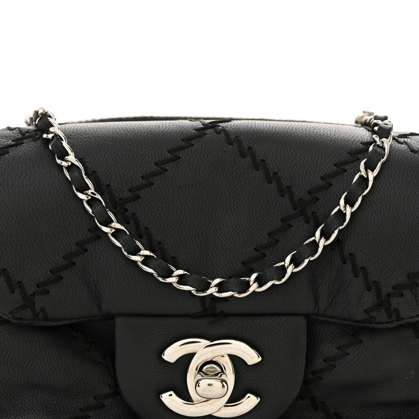 Lambskin Stitched New Mini Flap Black