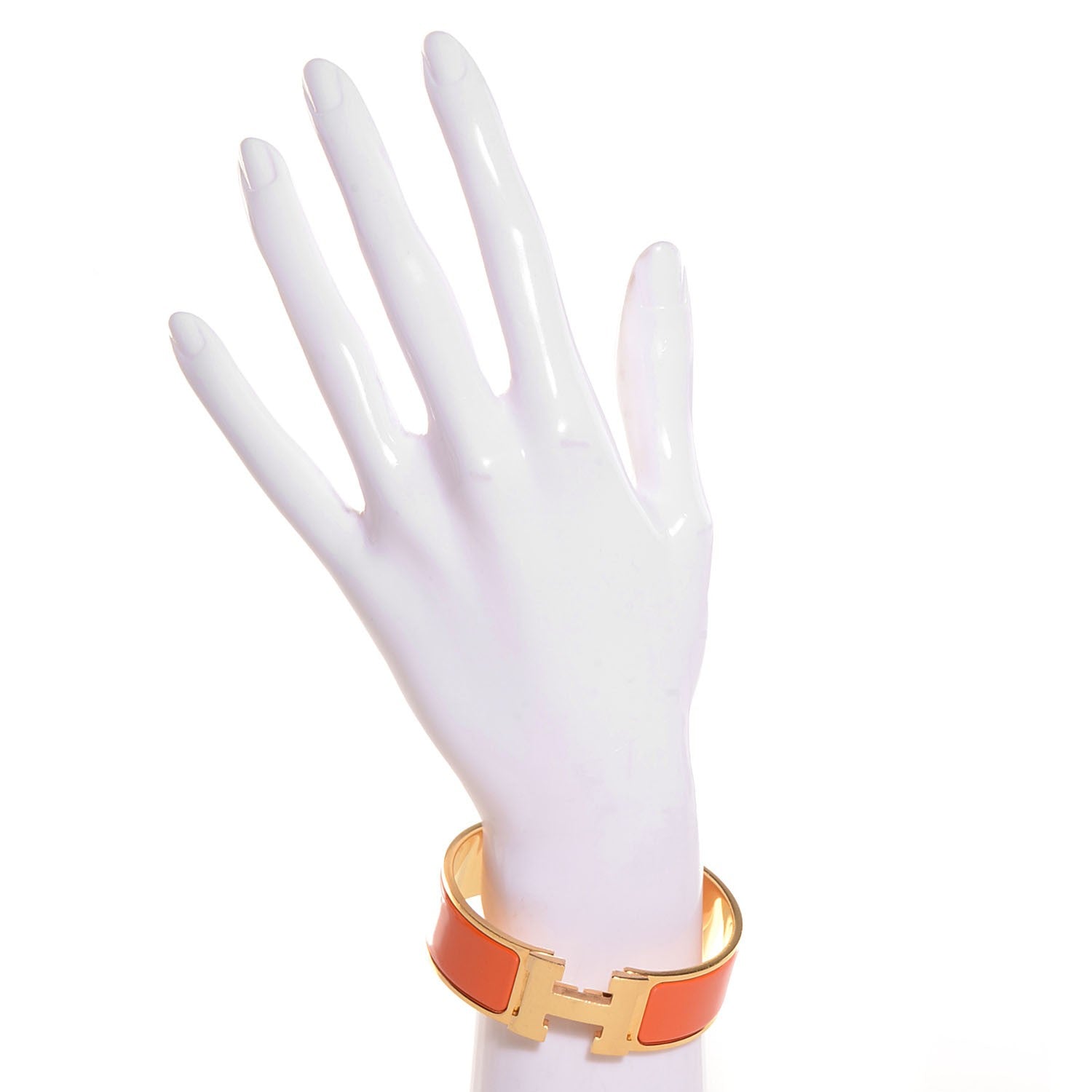 Hermes Enamel Wide Clic Clac H Bracelet PM Orange 2 of 7