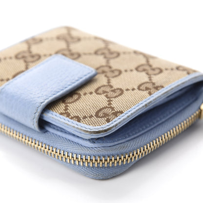 Gucci Monogram Dollar Calfskin Zip Around French Flap Wallet Beige Ebony Mineral Blue 10 of 12