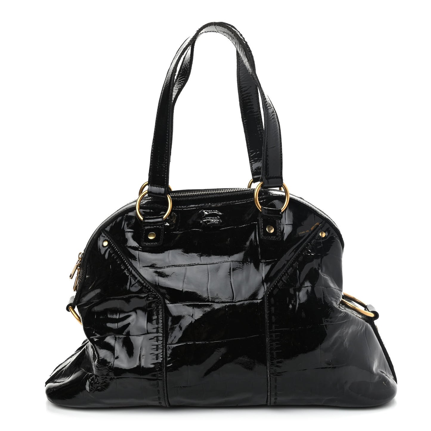 Crocodile Embossed Patent Large Muse Black