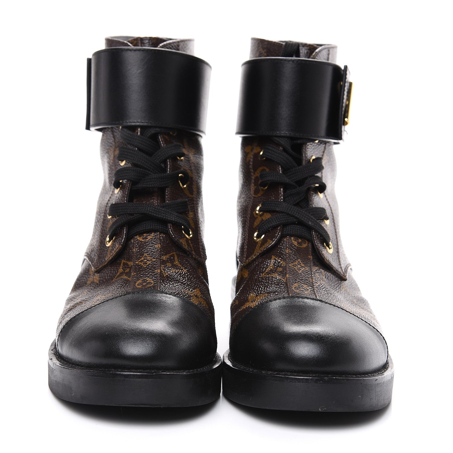 Louis Vuitton Calfskin Monogram Wonderland Flat Ranger Boots 39 Black 2 of 10
