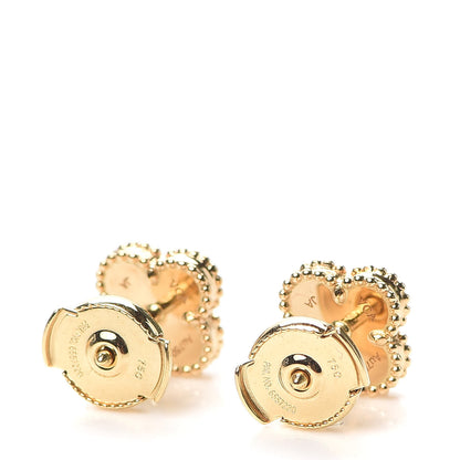 Van Cleef & Arpels 18K Yellow Gold Black Onyx Sweet Alhambra Earrings 3 of 5