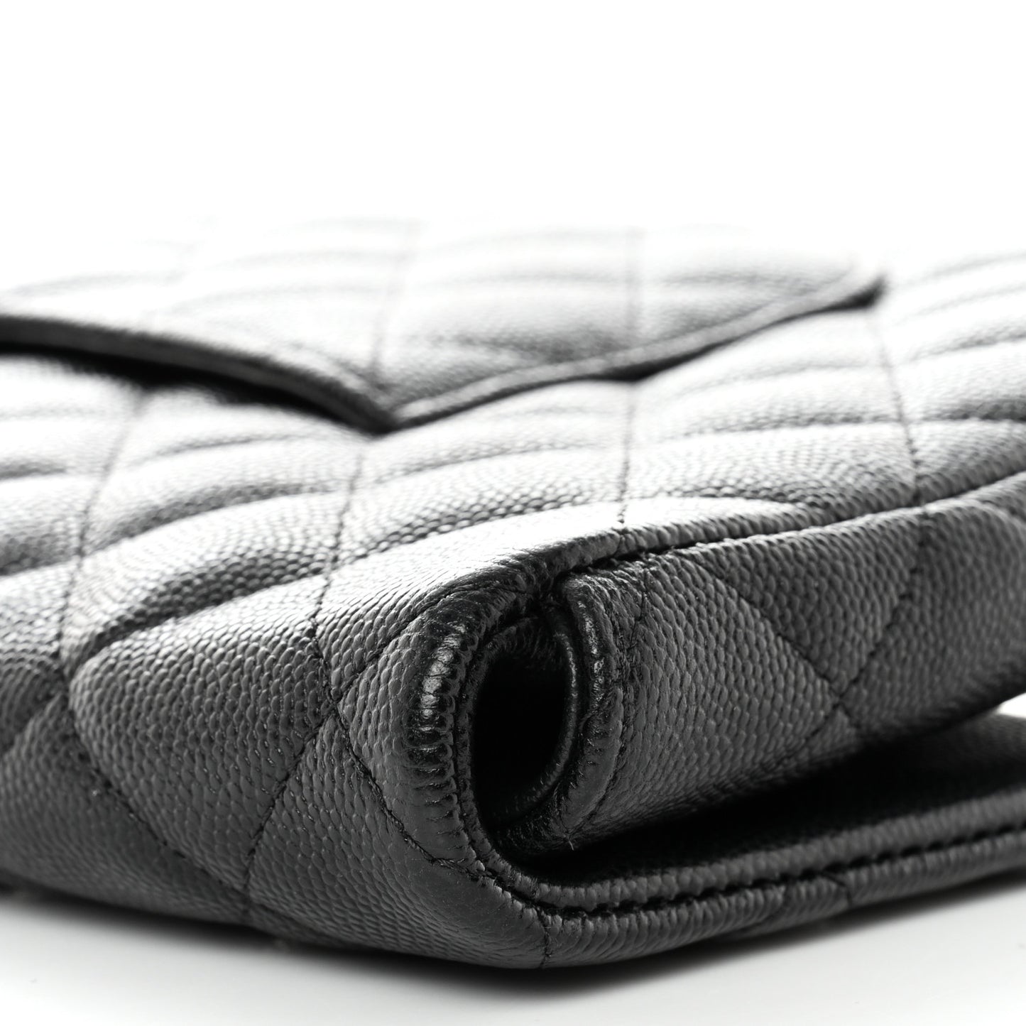 Caviar Quilted Flap Clutch Black