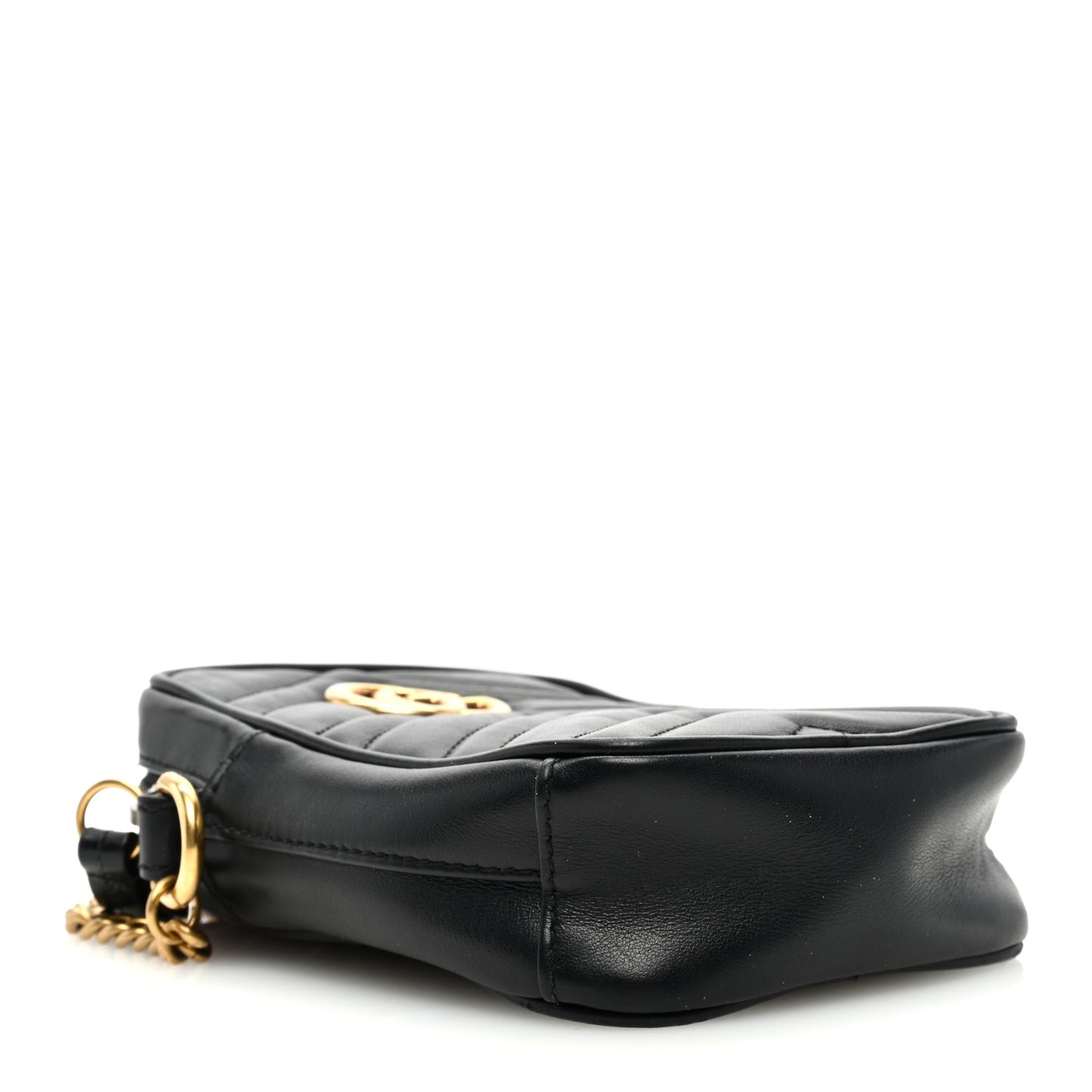 Calfskin Matelasse Mini GG Marmont Crossbody Bag Black