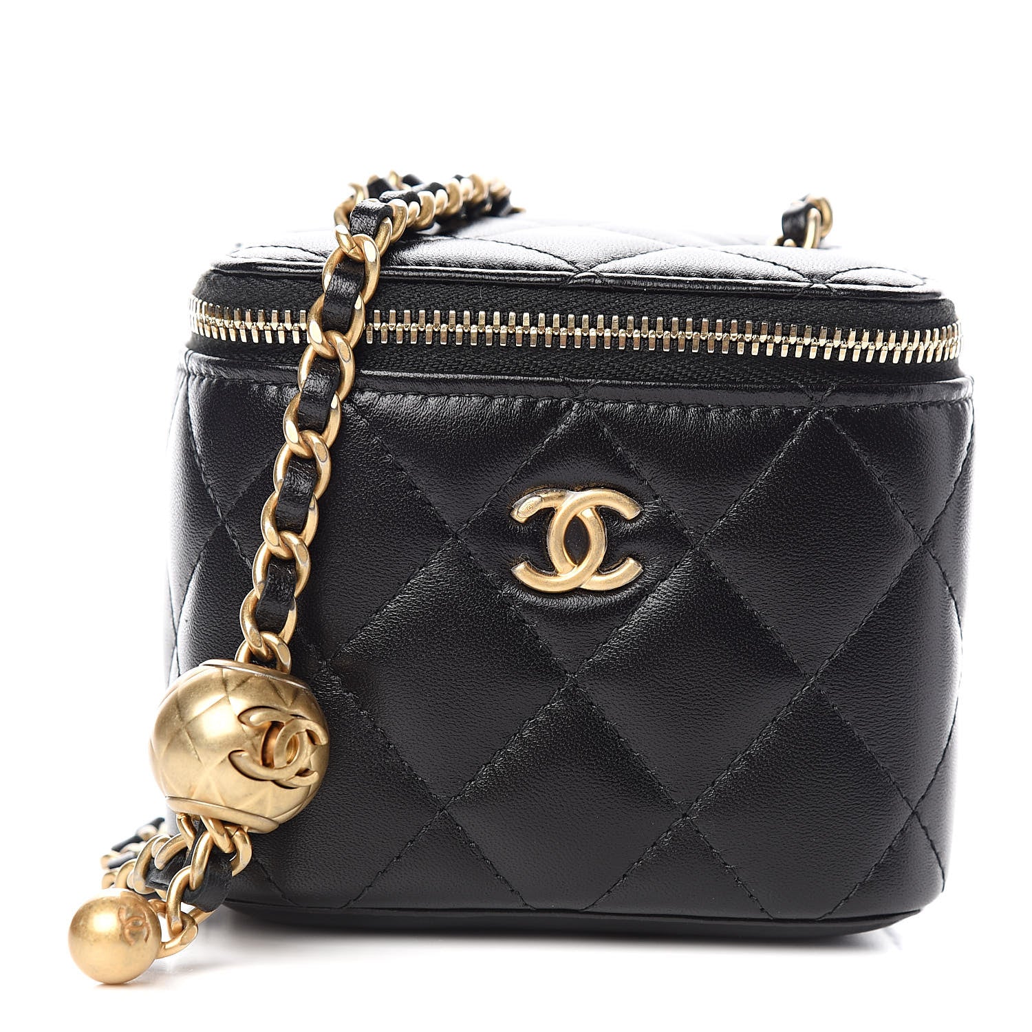 Chanel Lambskin Quilted Pearl Crush Box With Chain Black 1 of 10