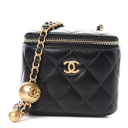 Chanel Lambskin Quilted Pearl Crush Box With Chain Black 1 of 10