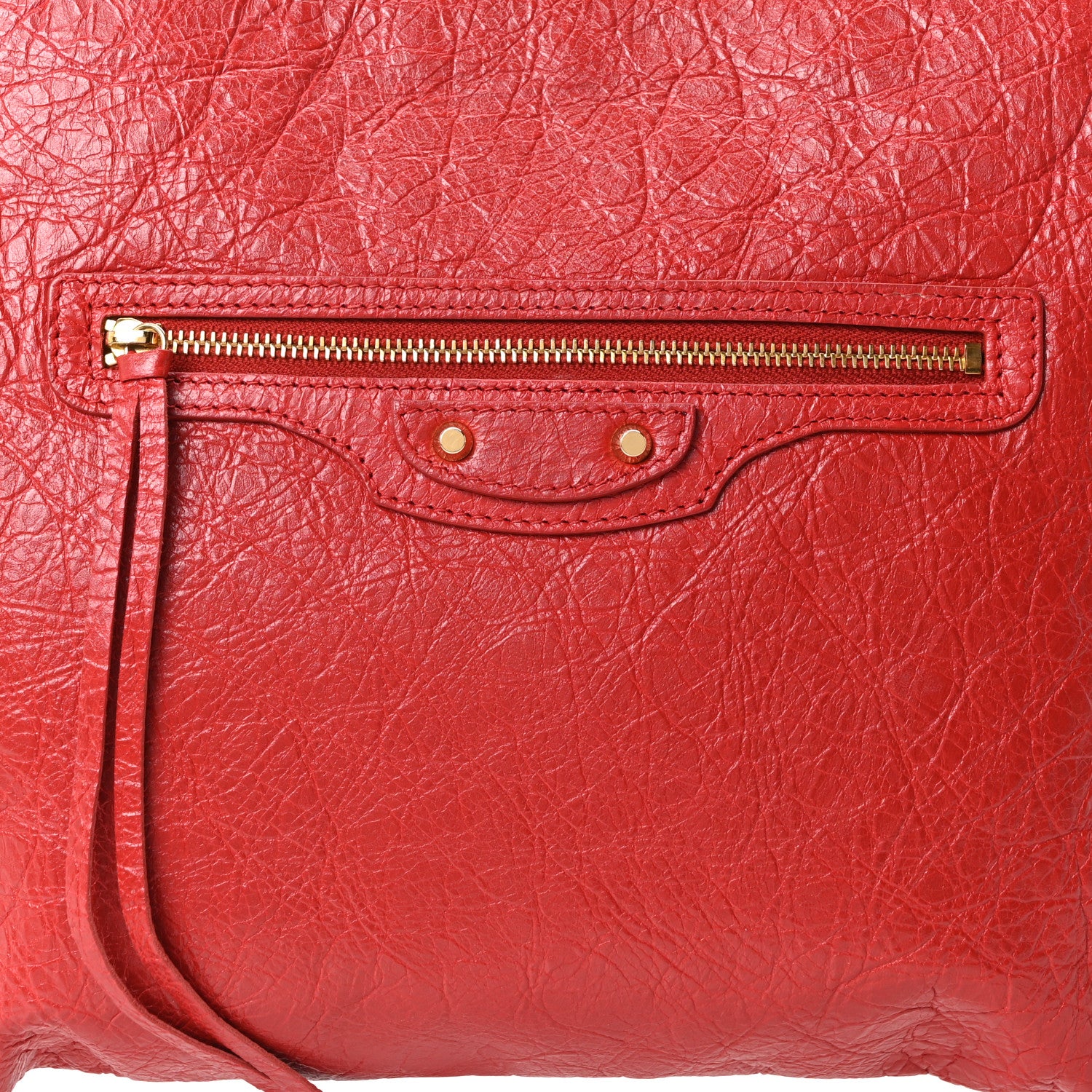 Balenciaga Agneau Arena Classic Gold Hardware Small Pouch Rouge Groseille 8 of 10