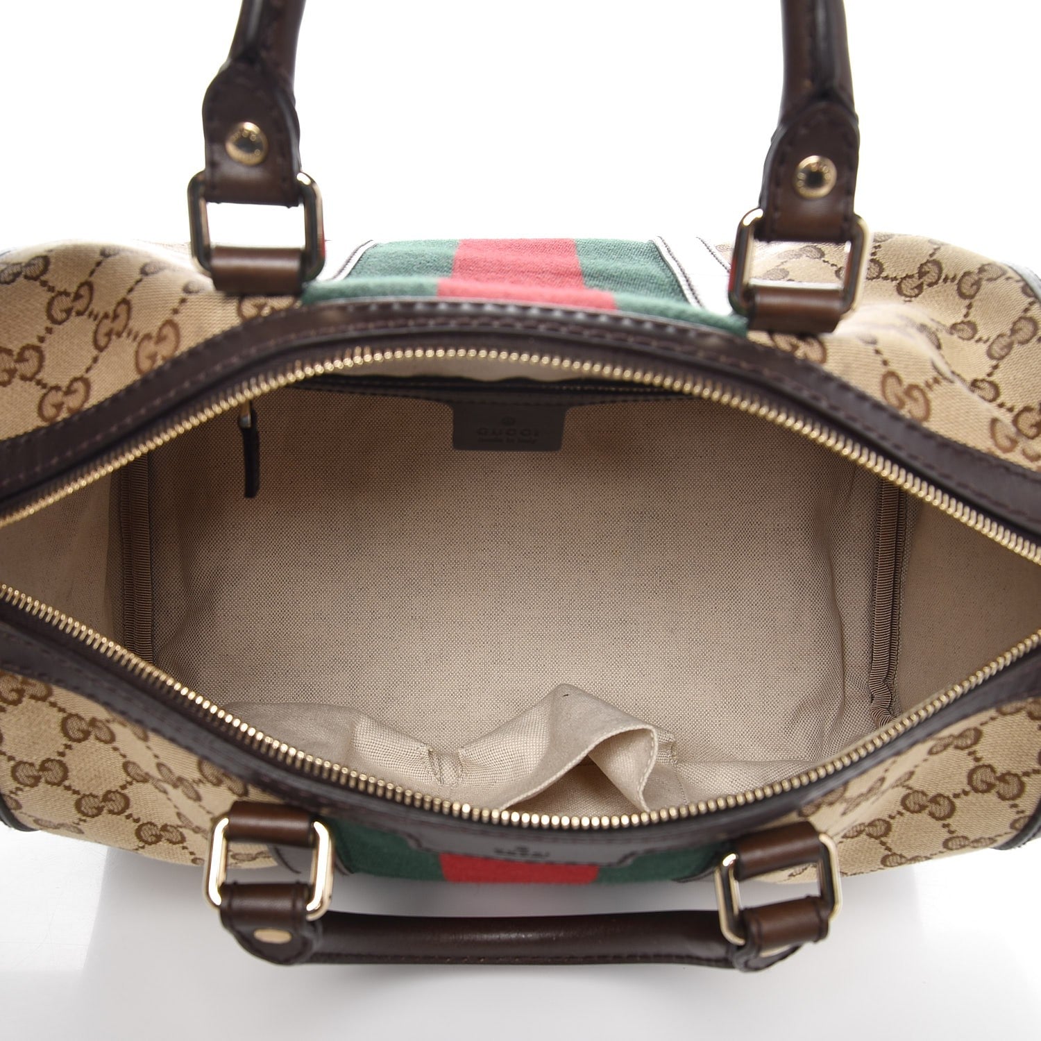 Gucci Monogram Vintage Web Medium Boston Dark Brown 5 of 11