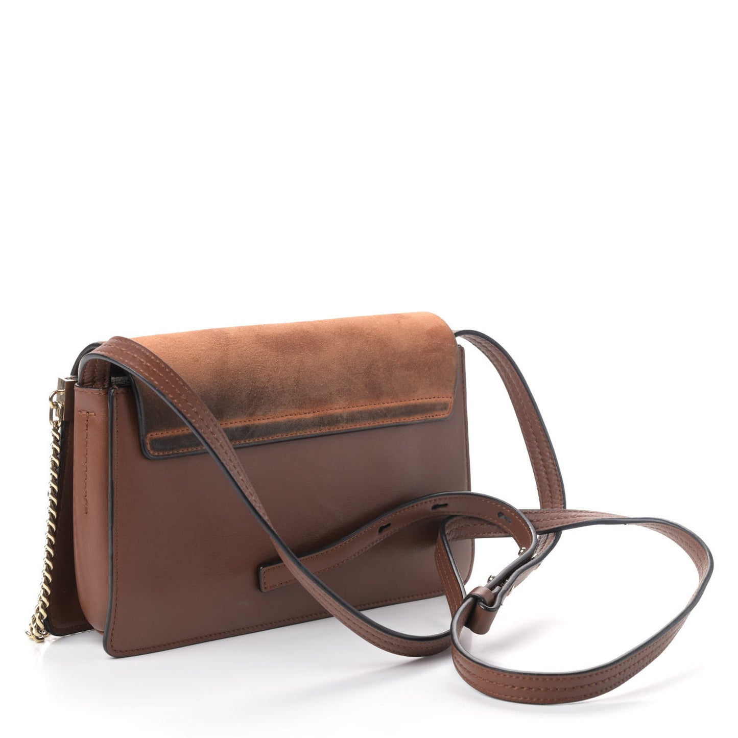 Suede Calfskin Small Faye Shoulder Bag Tobacco