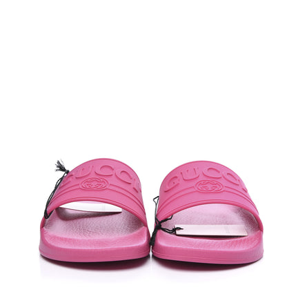 Gucci Rubber Logo Stamped Mens Slide Sandals 8 Fuchsia 2 of 9