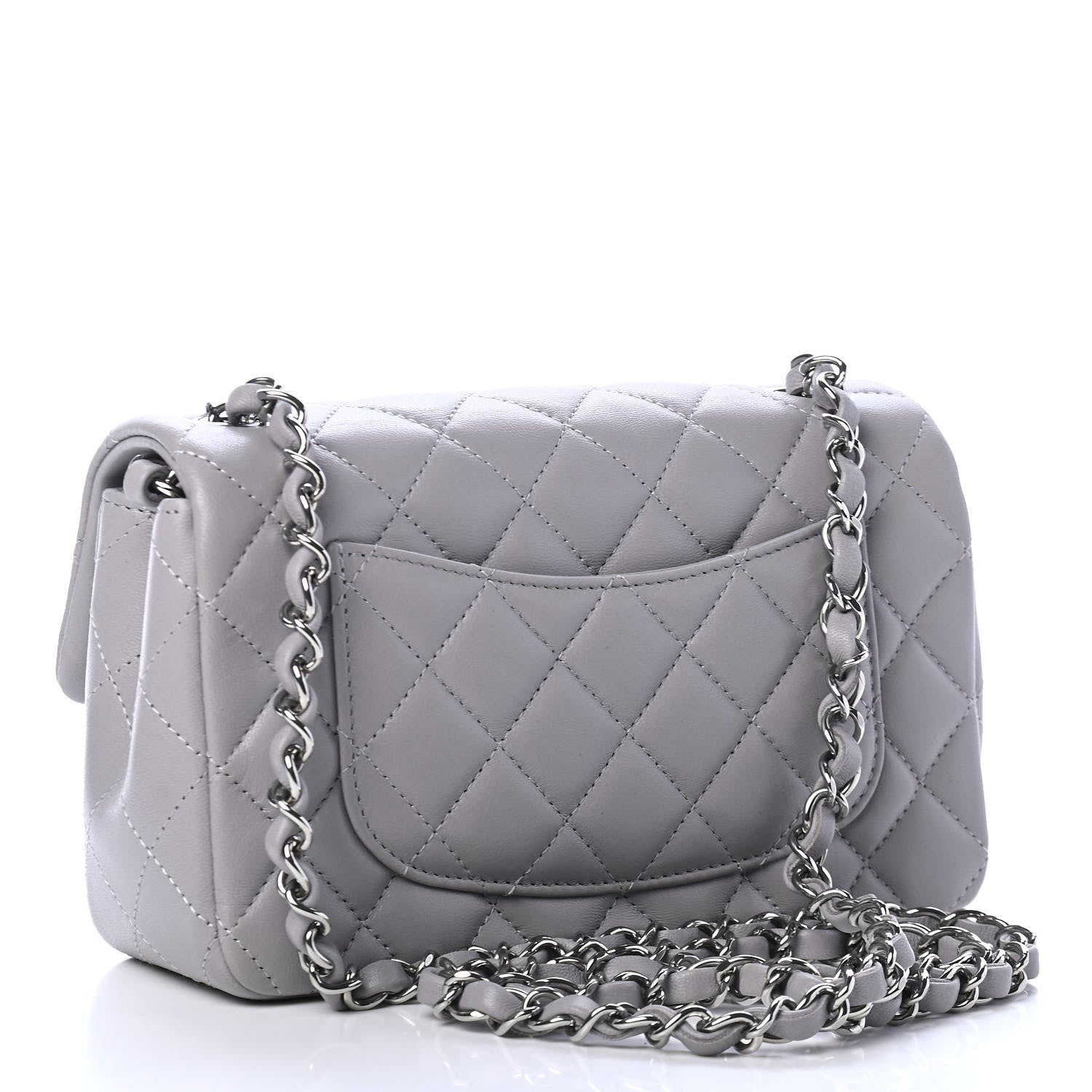 Chanel Lambskin Quilted Mini Rectangular Flap Grey 2 of 4