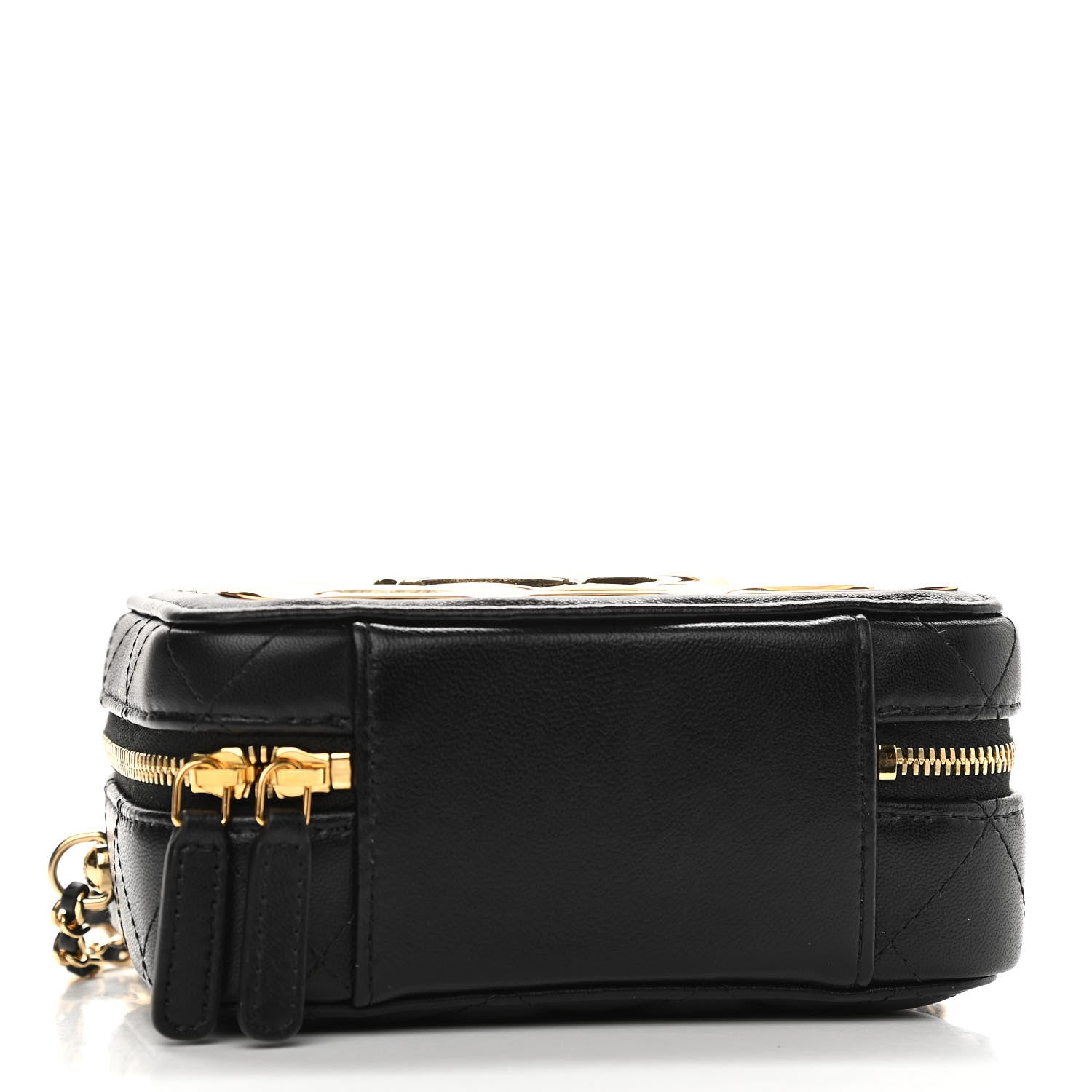 Chanel Lambskin Quilted Golden Plate Clutch With Chain Black 4 of 13