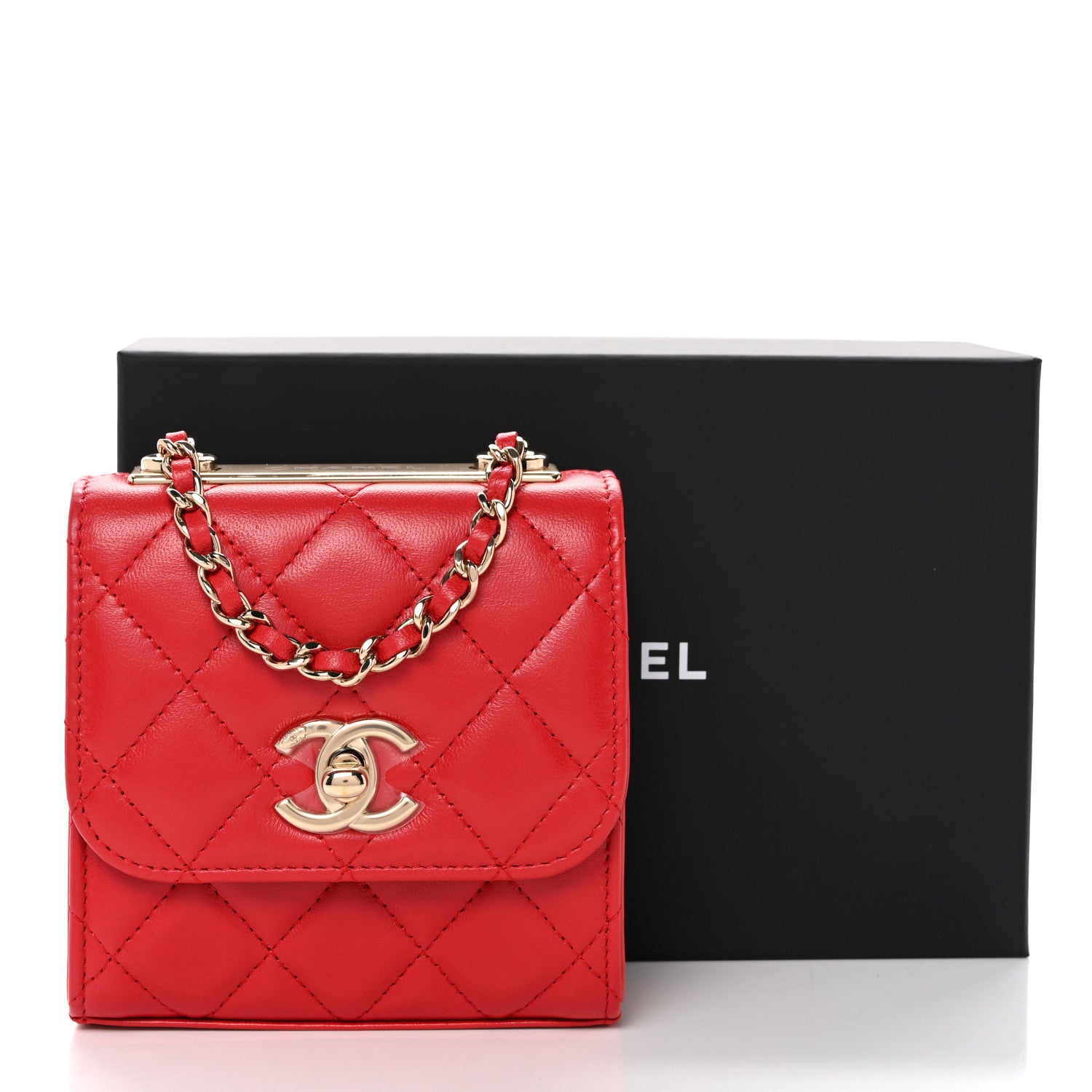 Chanel Lambskin Quilted Mini Trendy CC Clutch With Chain Red 11 of 11