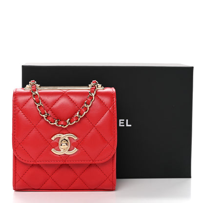 Chanel Lambskin Quilted Mini Trendy CC Clutch With Chain Red 11 of 11