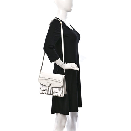 Burberry Grainy Calfskin Broguing Tassel Small Macken Crossbody Bag Chalk White 2 of 14