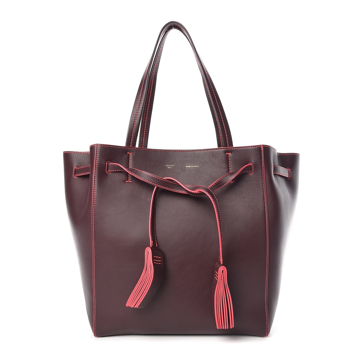Celine Smooth Calfskin Medium Belt Cabas Phantom Burgundy Pink 1 of 9