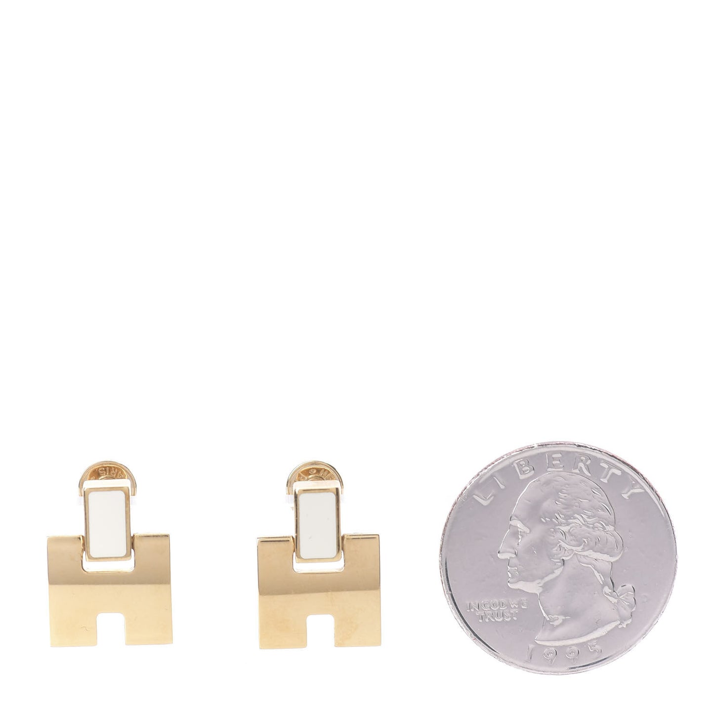 Gold Lacquer Eileen Earrings White