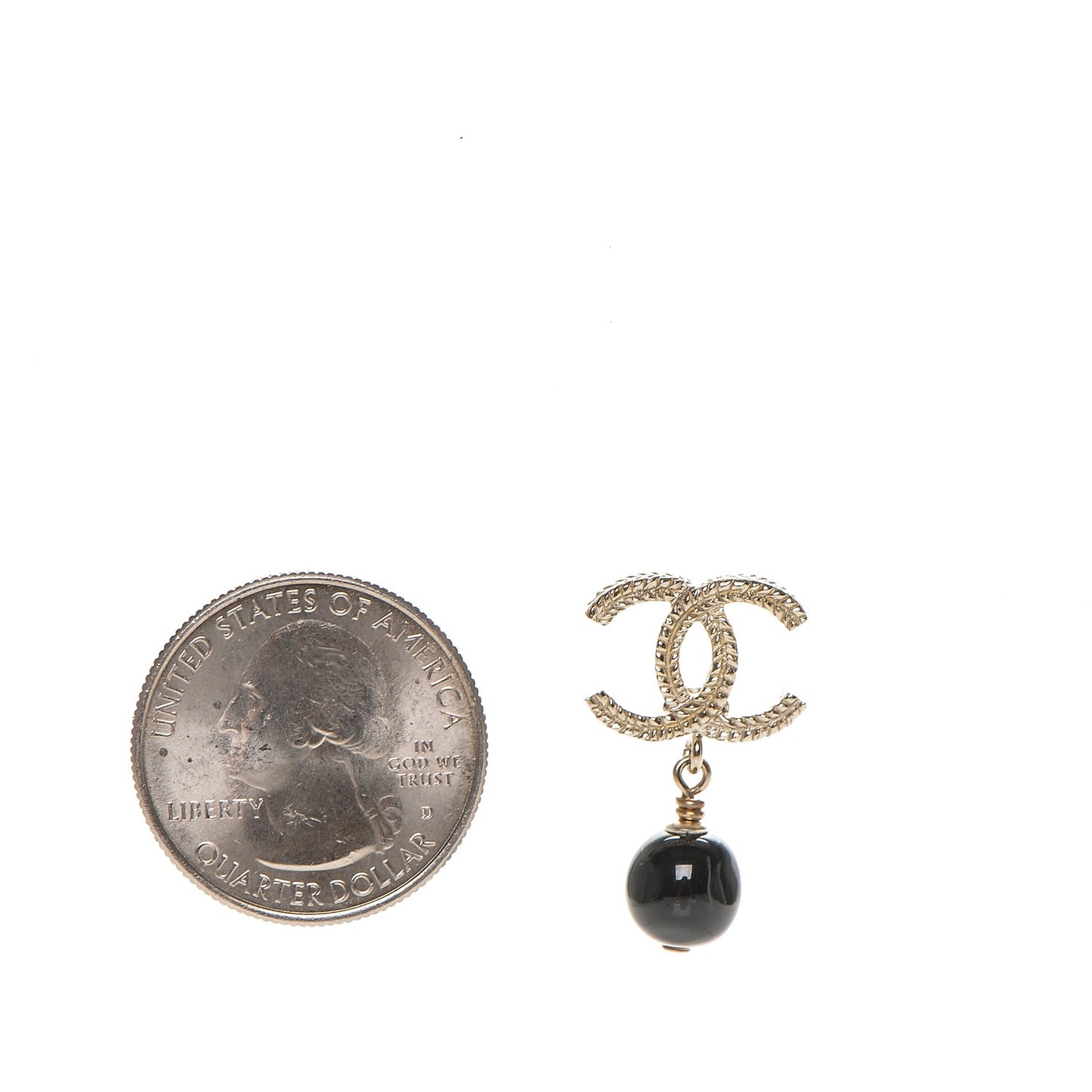 CC Bead Drop Earrings Gold Black