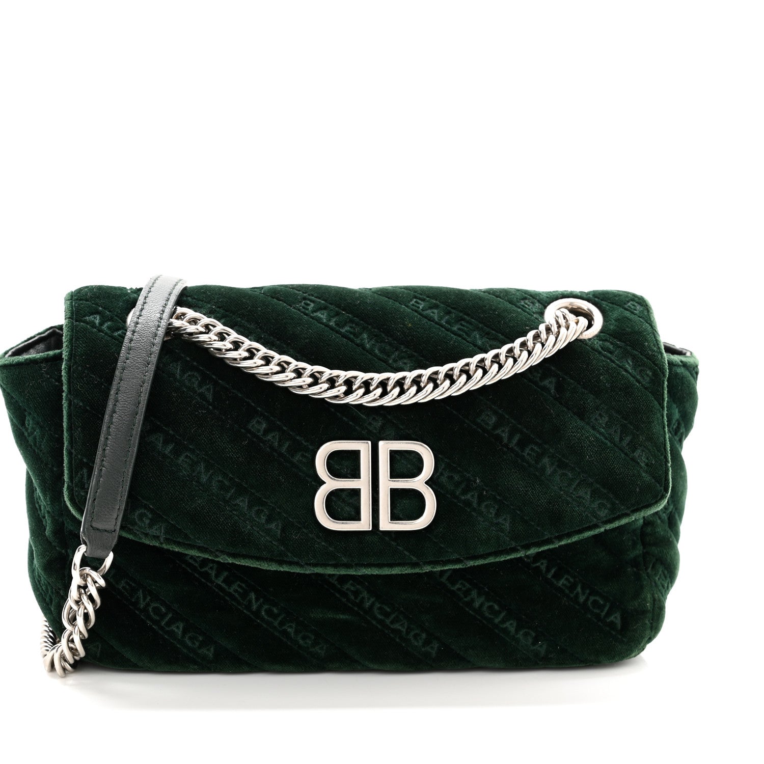 Balenciaga Velvet Logo Matelasse S BB Round Shoulder Bag Vert Emeraude 7 of 11