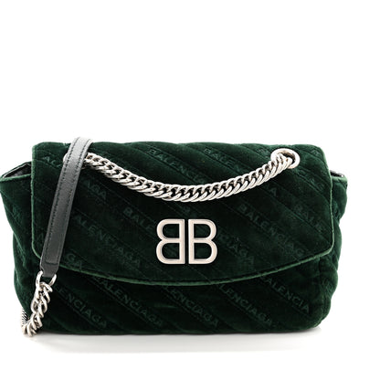 Balenciaga Velvet Logo Matelasse S BB Round Shoulder Bag Vert Emeraude 7 of 11