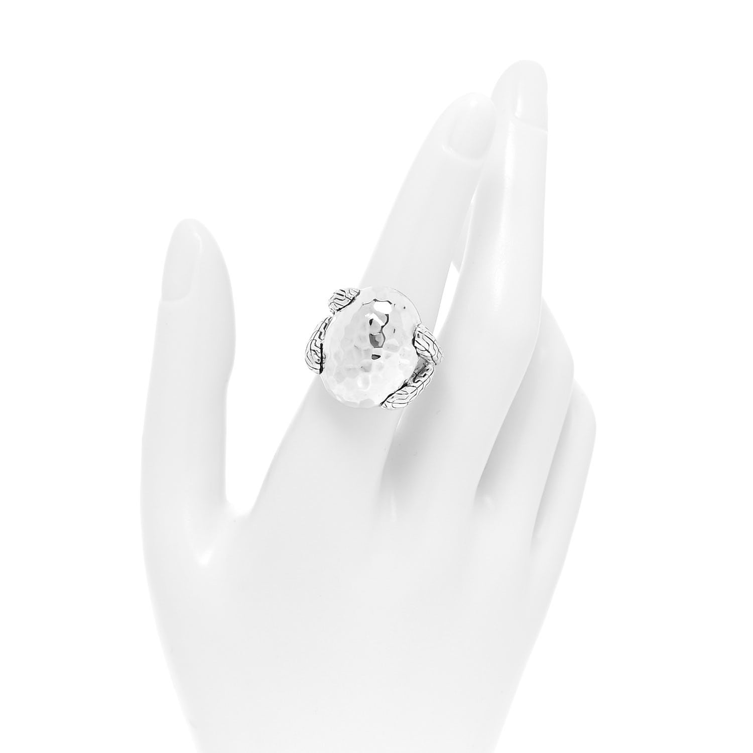 John Hardy Sterling Silver Classic Chain Hammered Oval Ring 52 6 2 of 4