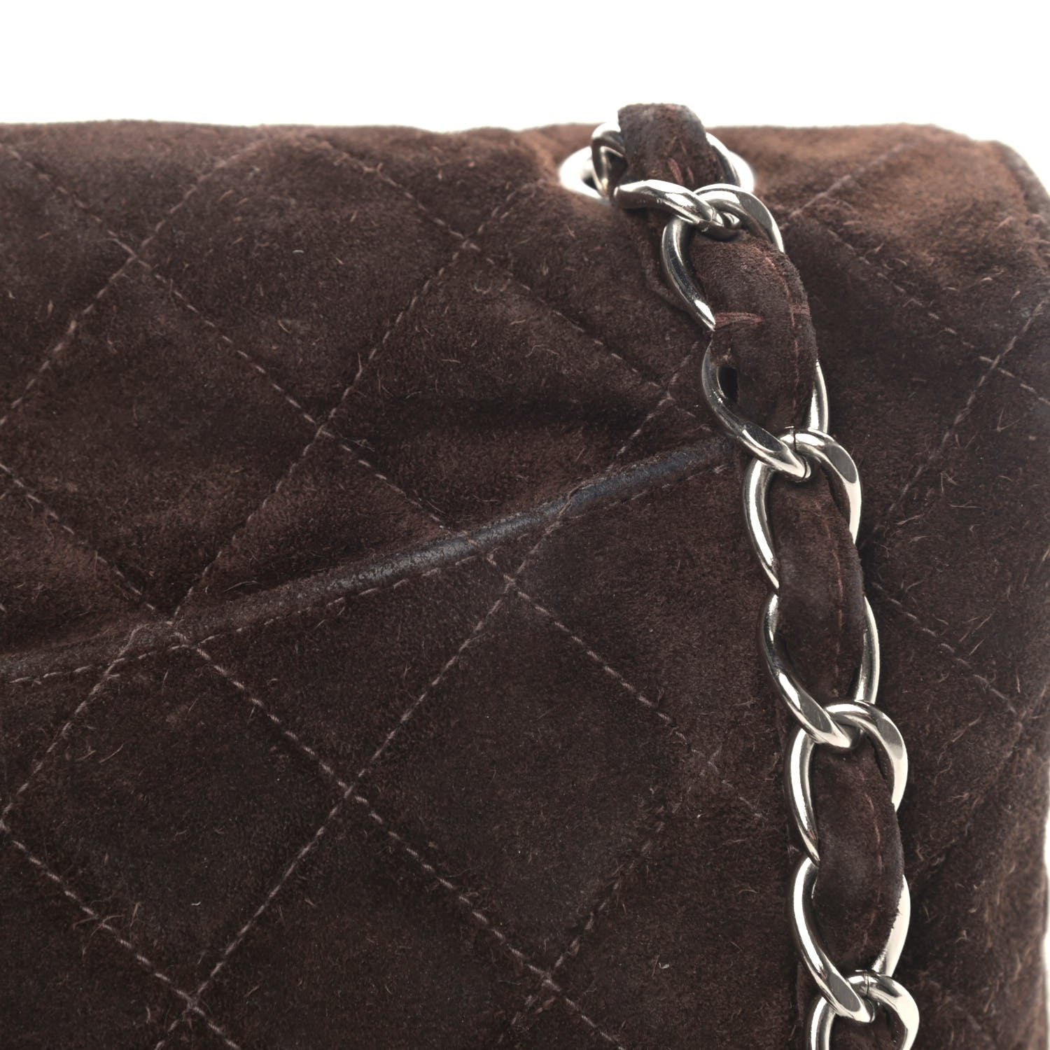 Chanel Suede Quilted Medium Single Flap Brown 11 of 12