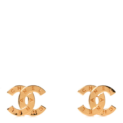 Chanel Metal CC Paris Button Stud Earrings Gold 1 of 5