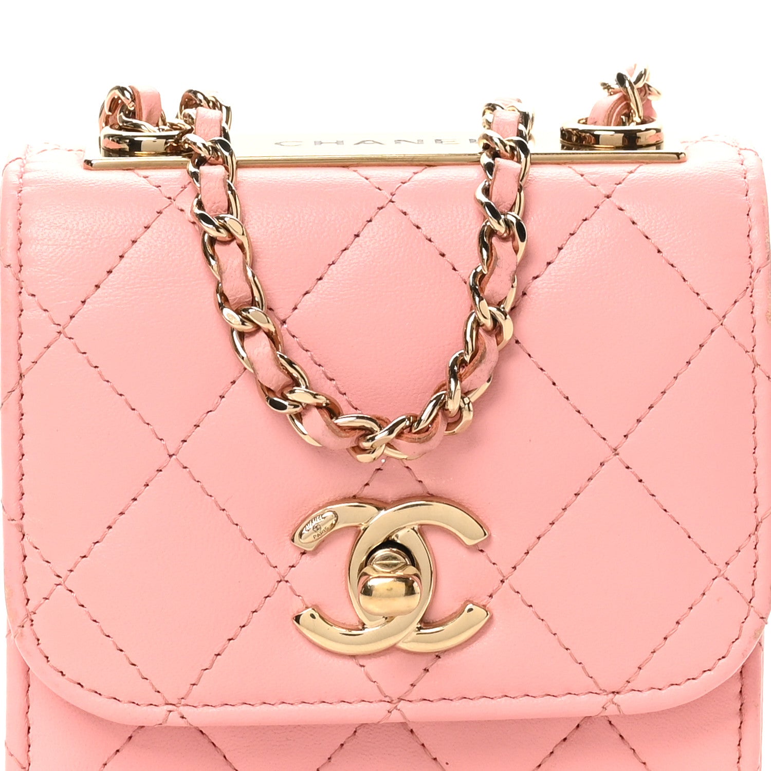 Chanel Lambskin Quilted Mini Trendy CC Clutch With Chain Pink 7 of 10