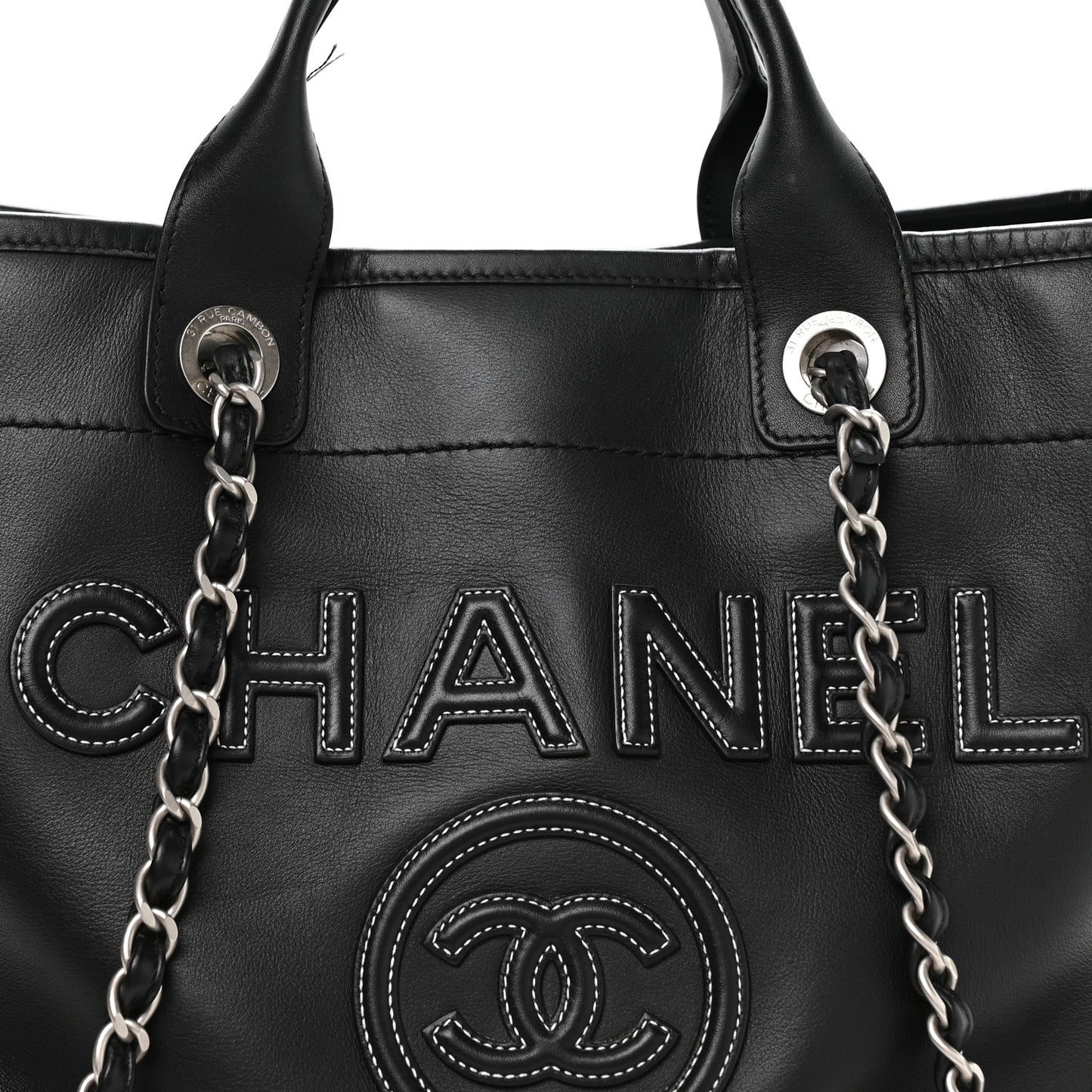 Calfskin Medium Deauville Tote Black
