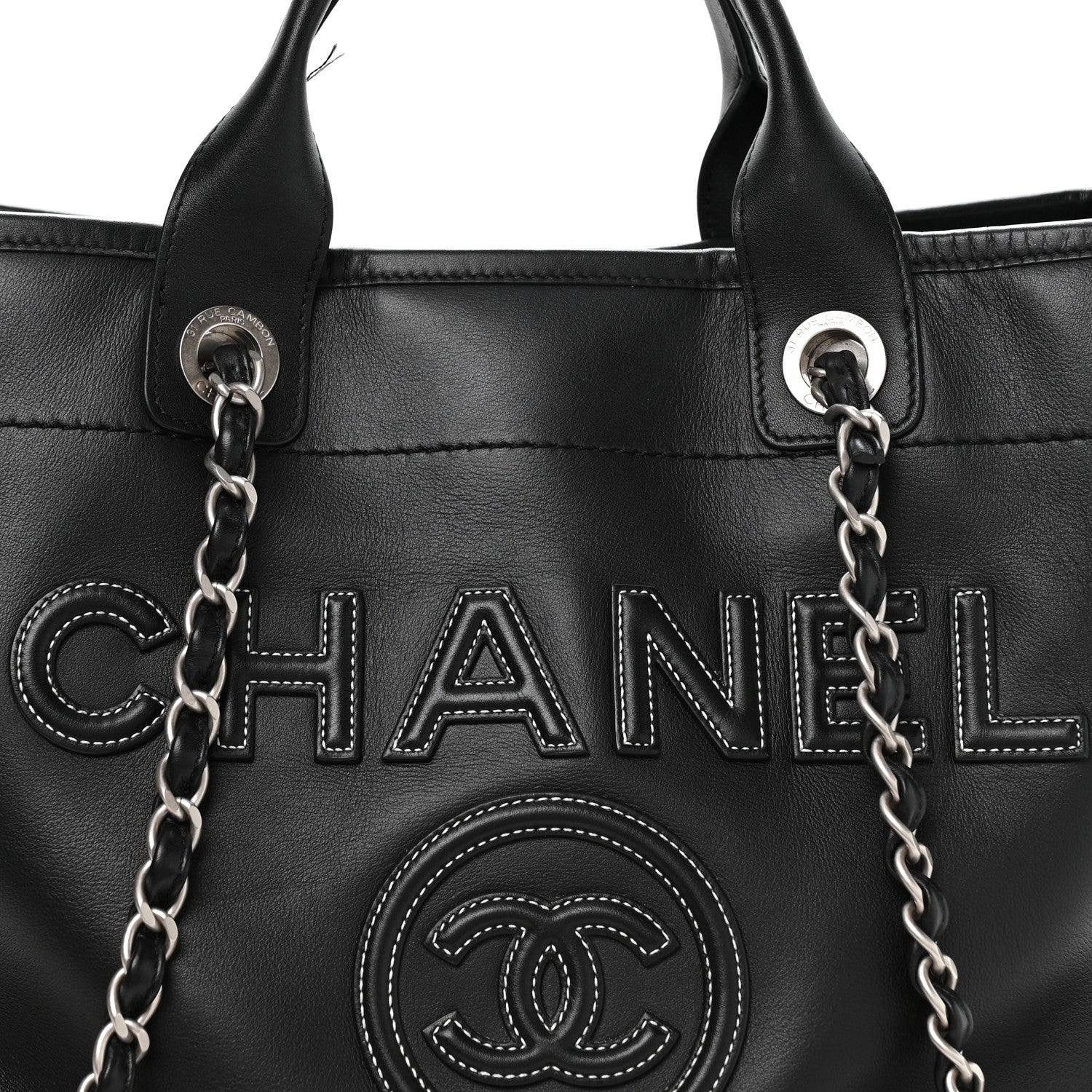 Chanel Calfskin Medium Deauville Tote Black 9 of 12